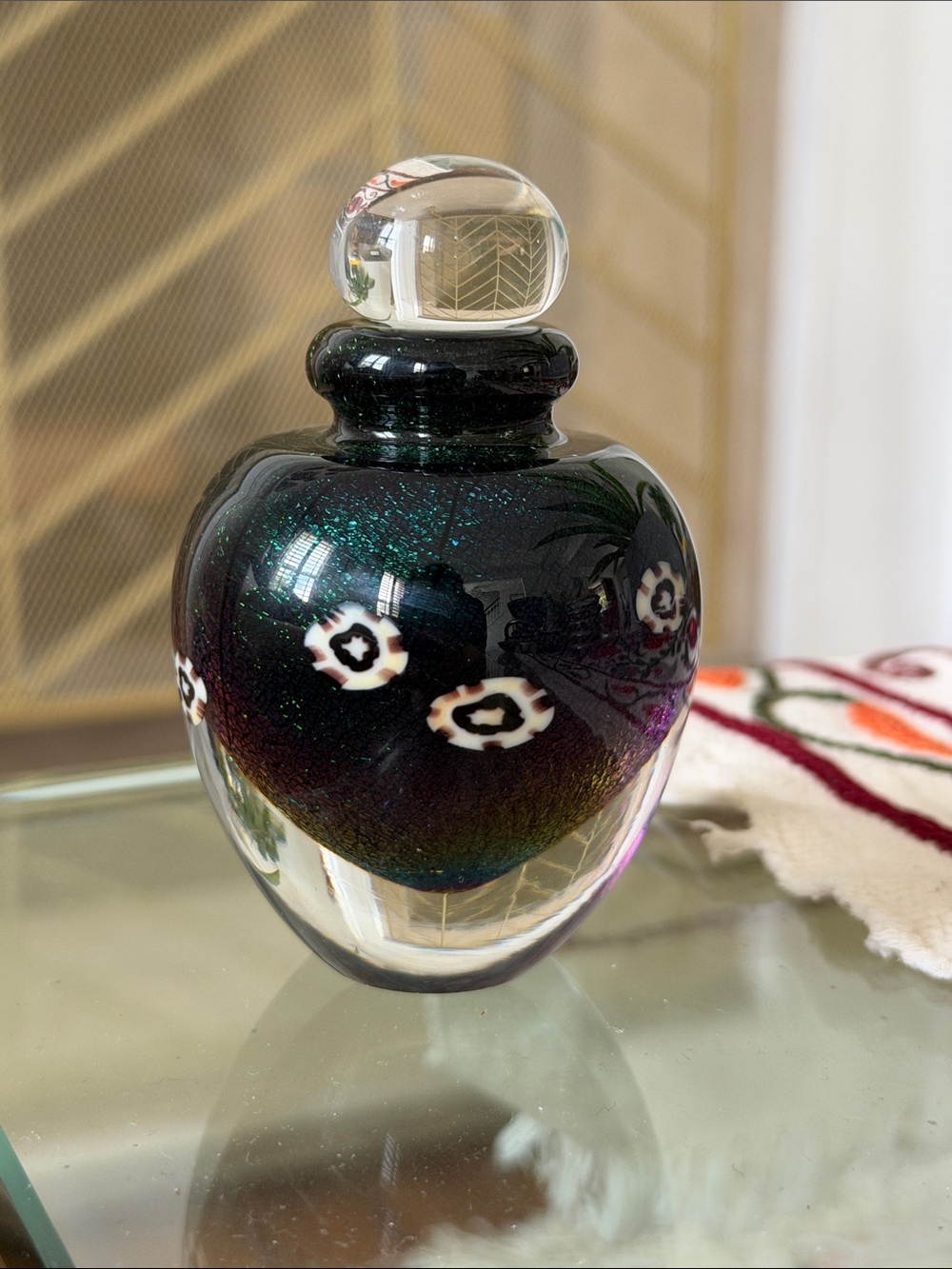 Robert Eickholt Dichroic Perfume Bottle, American Studio Art Glass 1987